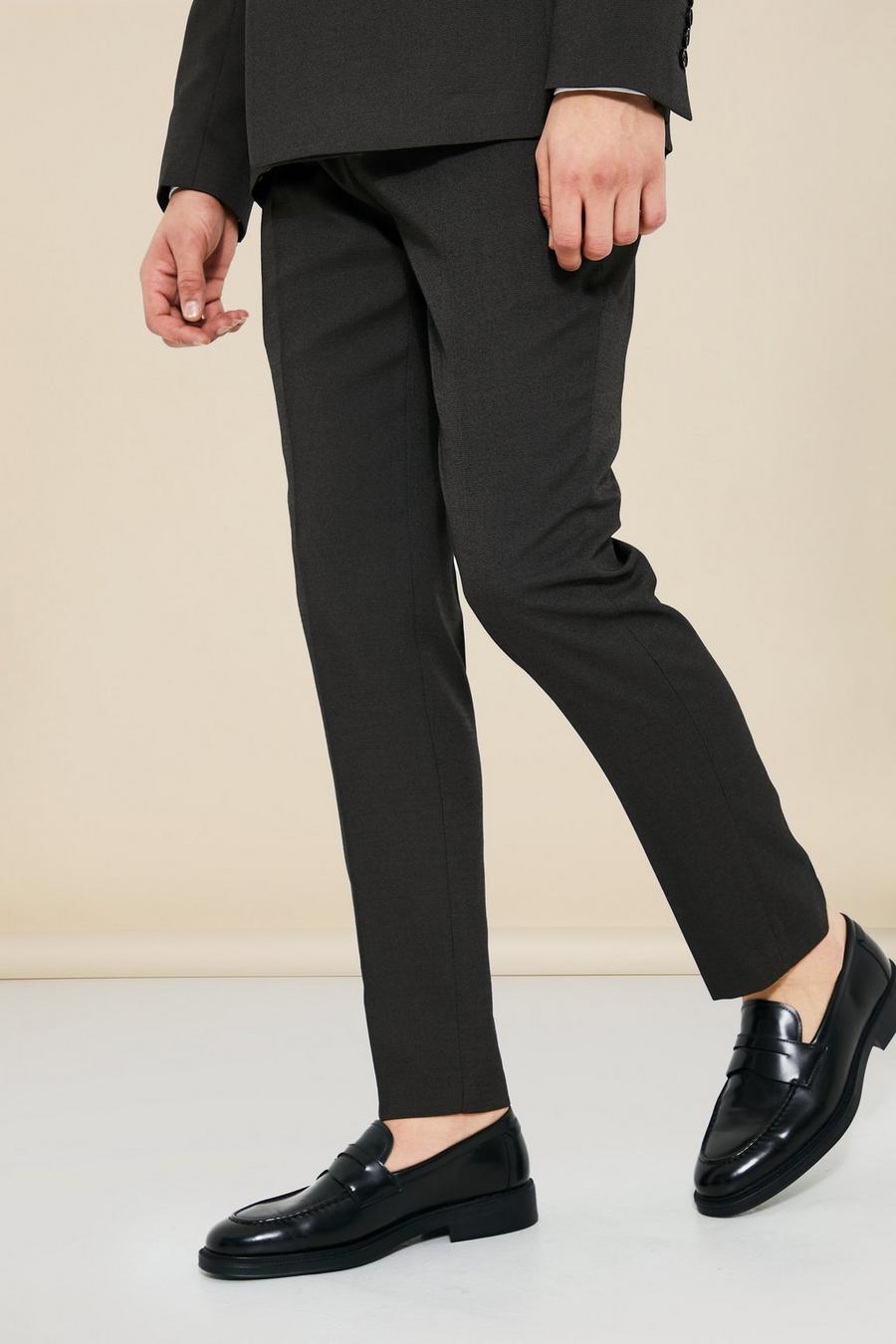 Brown Slim Birdeye Suit Trousers image number 1