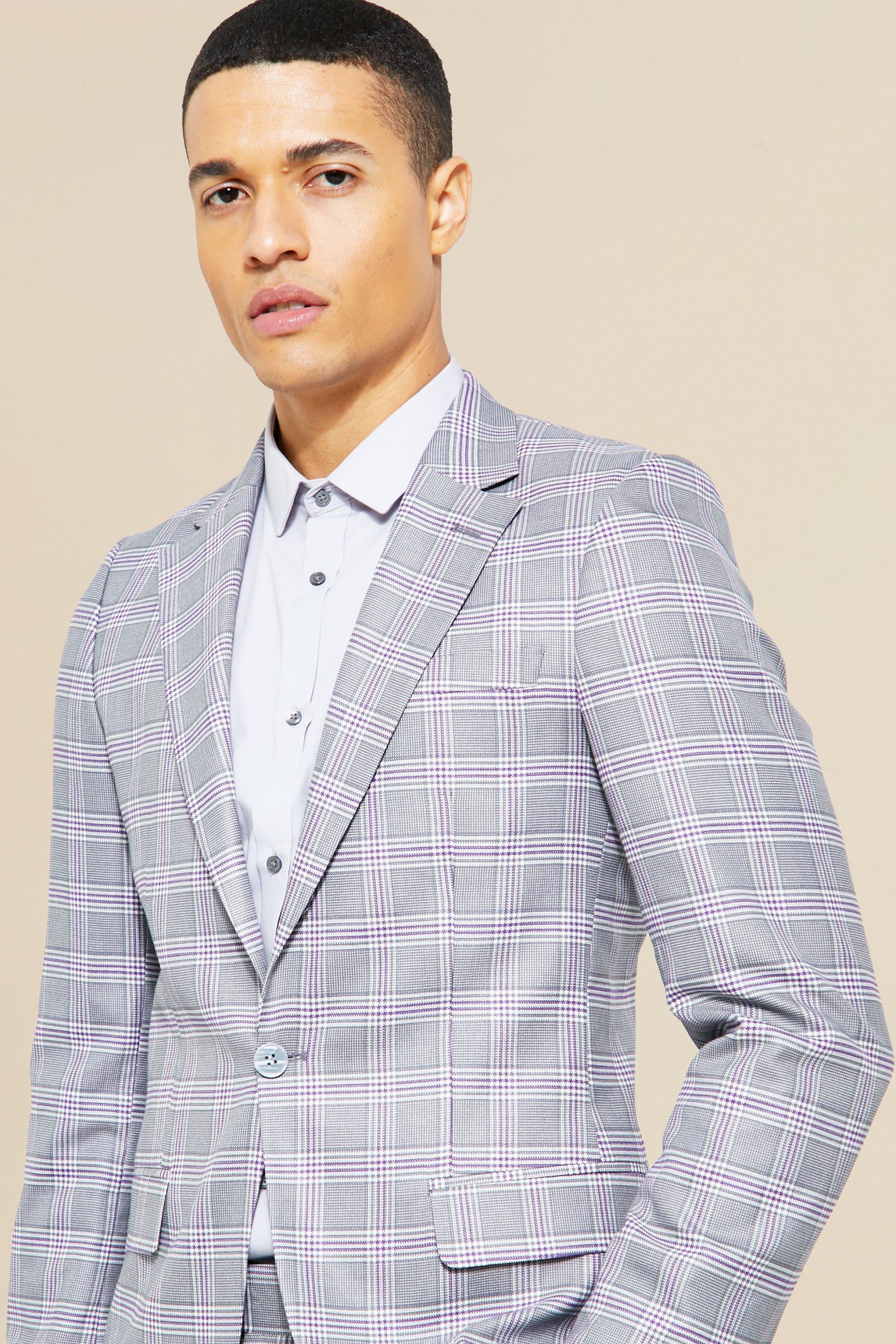 Mens grey outlet check jacket