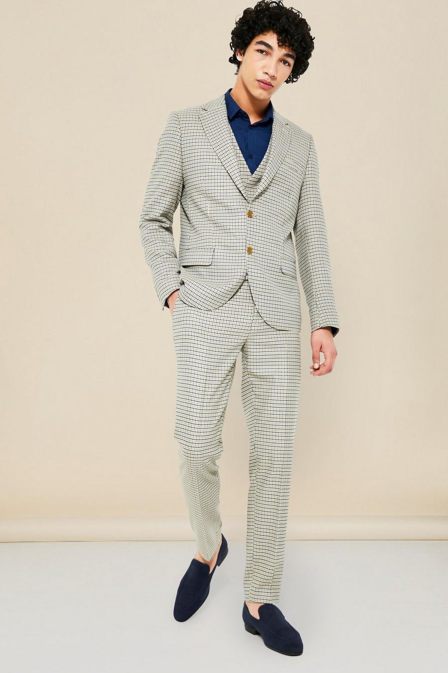 Multi multicolor Single Breasted Slim Dogstooth Suit Jacket