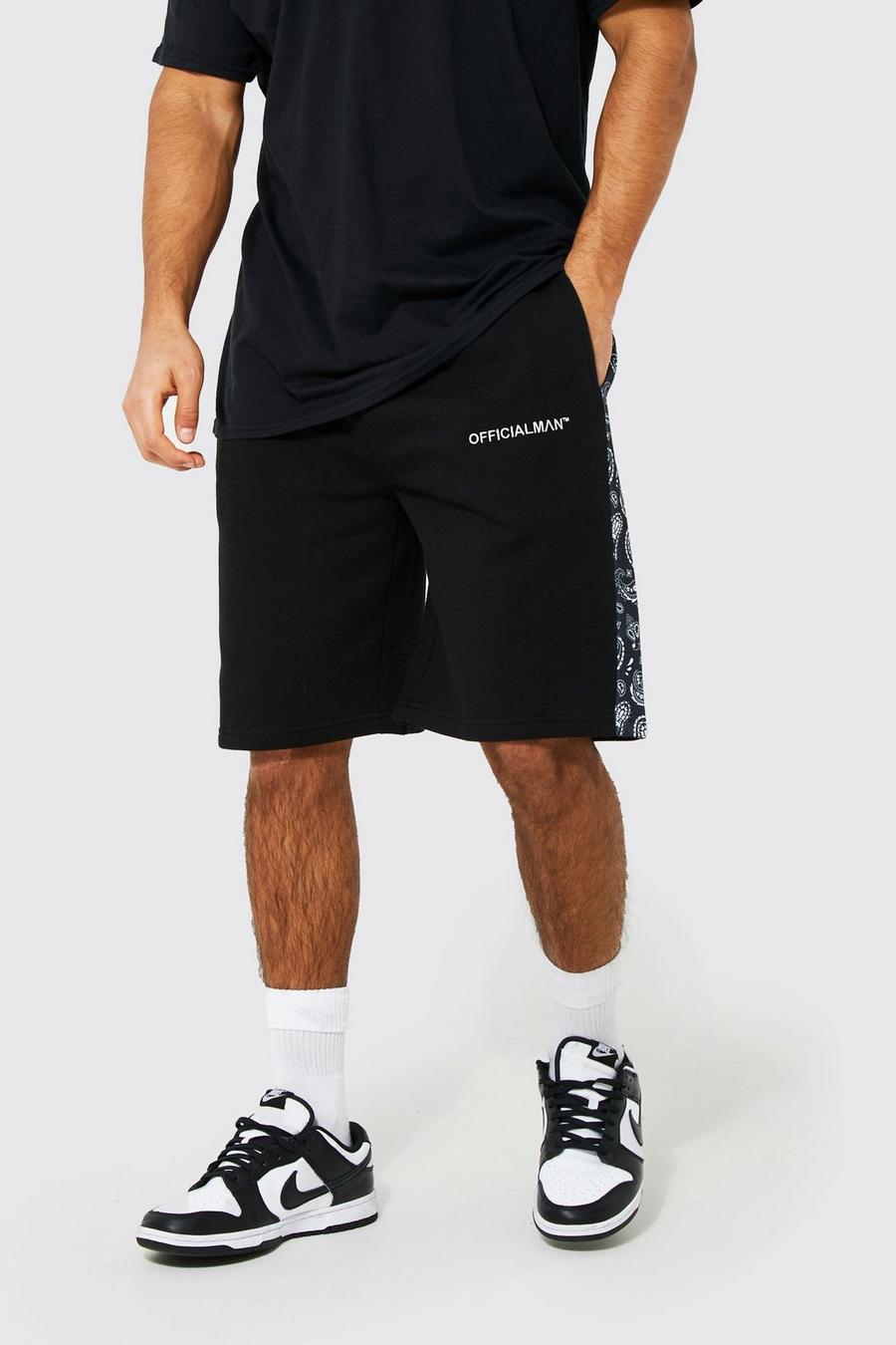 Black svart Official MAN Oversize shorts med paneler