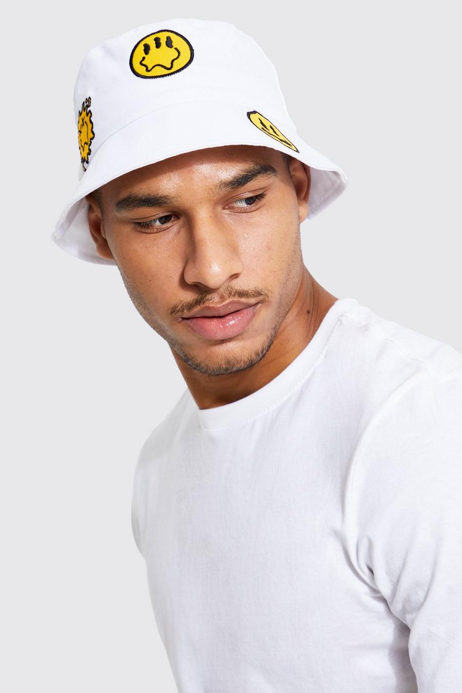 White blanc Embroidered Trippy Bucket Hat