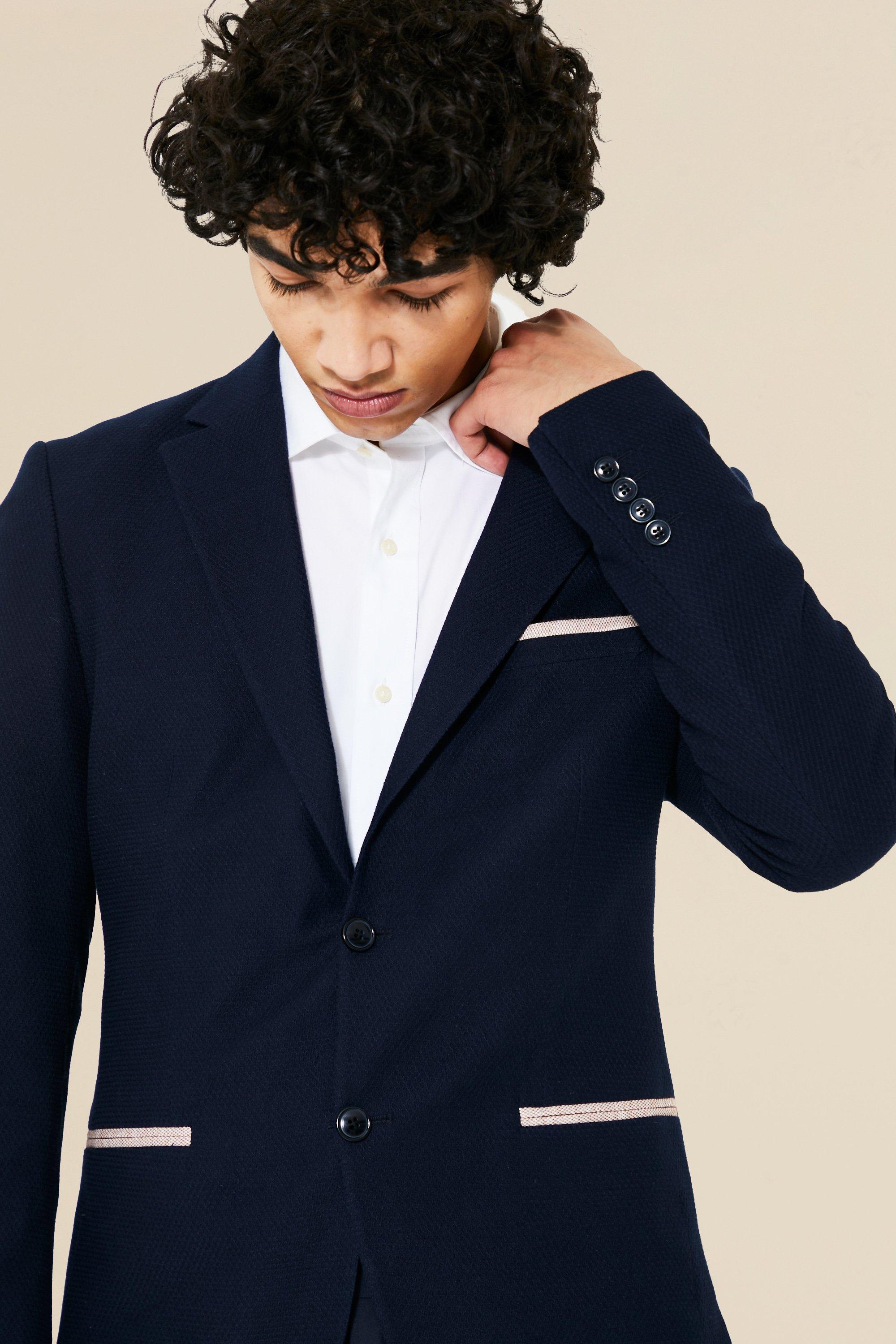 Piped hot sale blazer mens