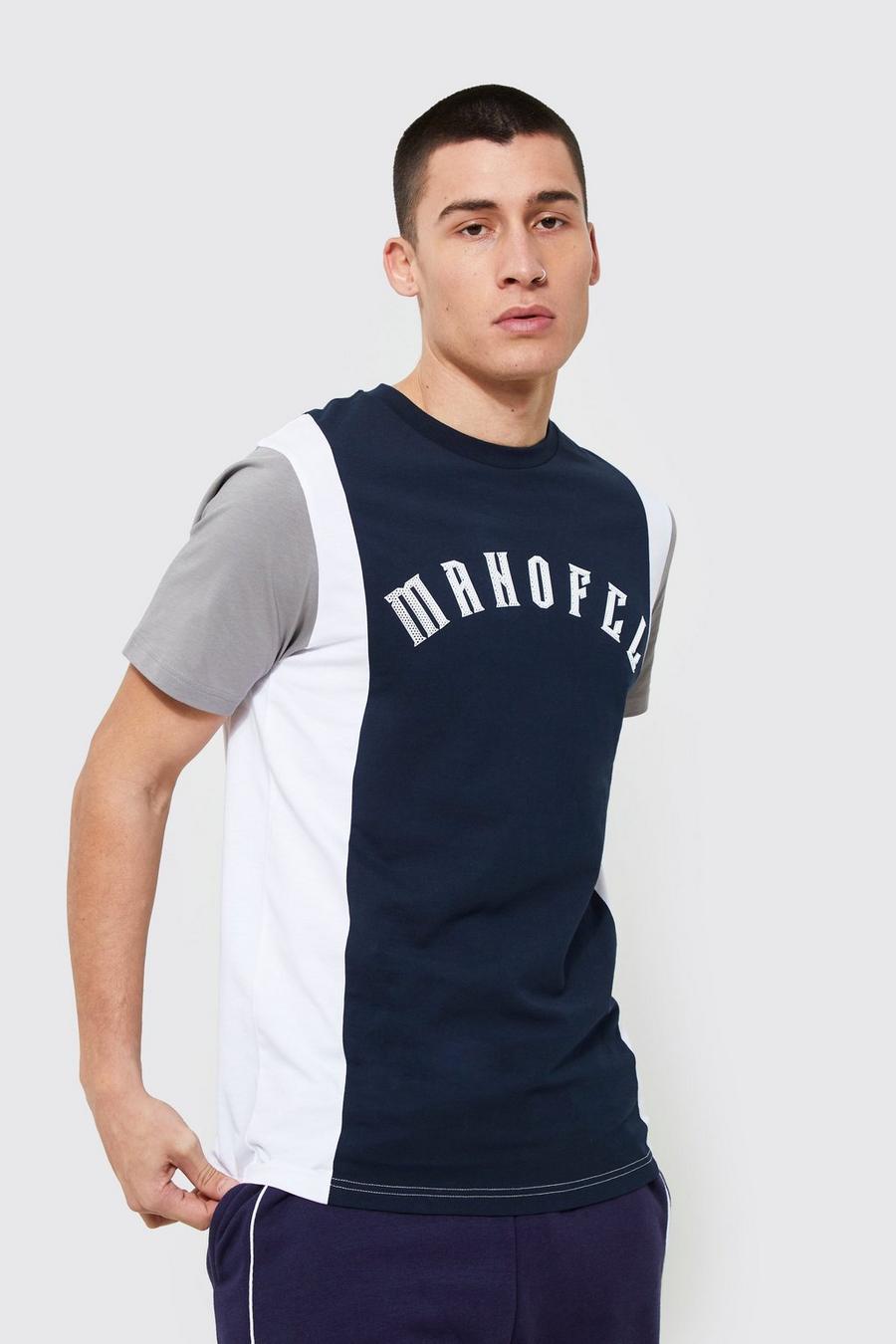 T-shirt Man Official Slim Fit a blocchi di colore, Charcoal grey