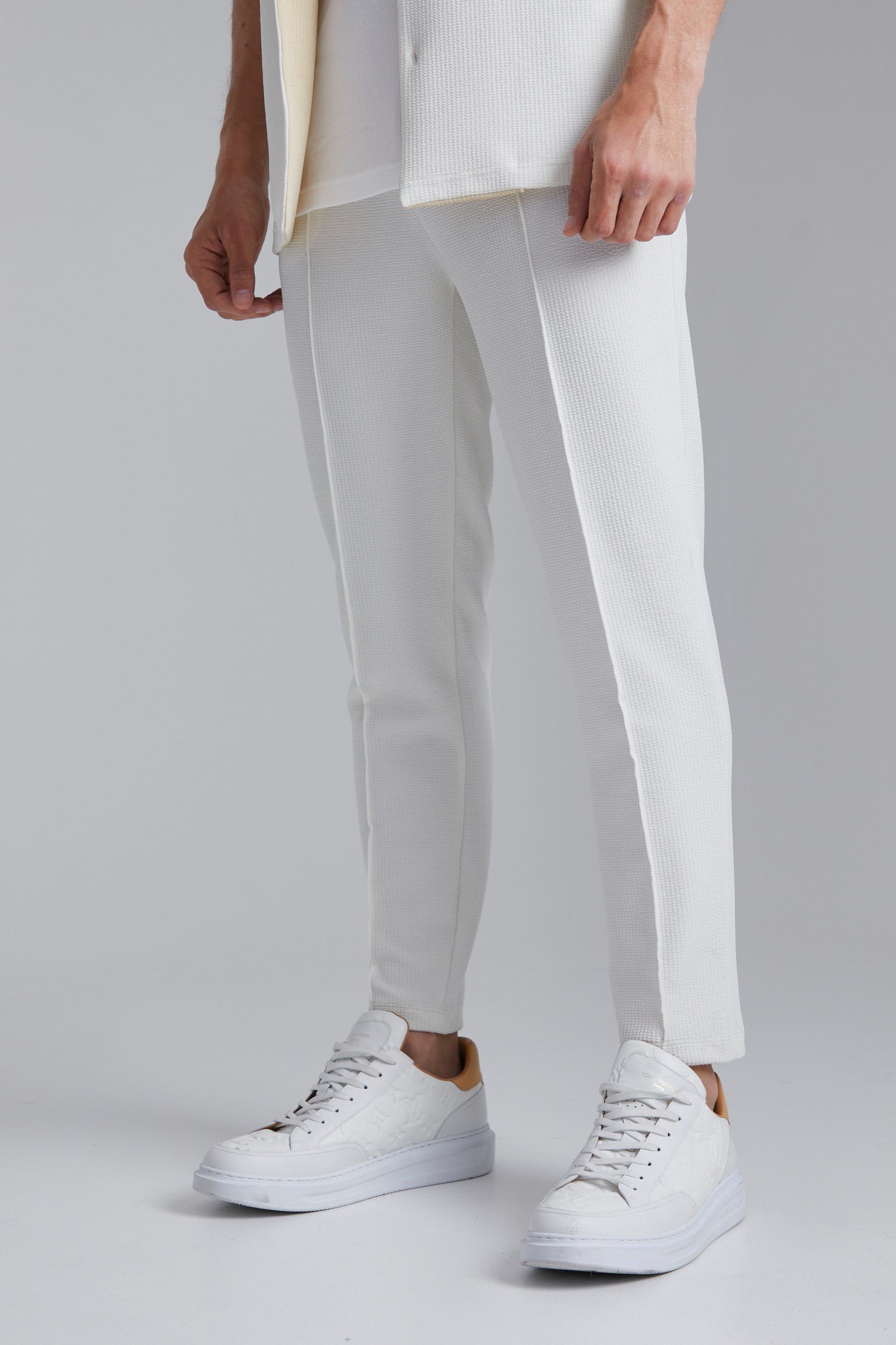 Ecru Elasticated Skinny Jersey Textured Trouser