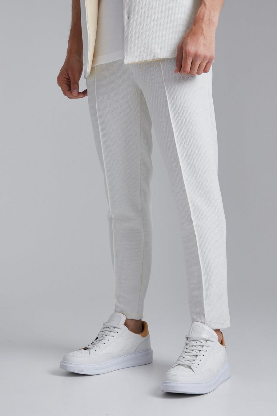 Ecru Elasticated Skinny Jersey Textured Reclaimed Trouser image number 1