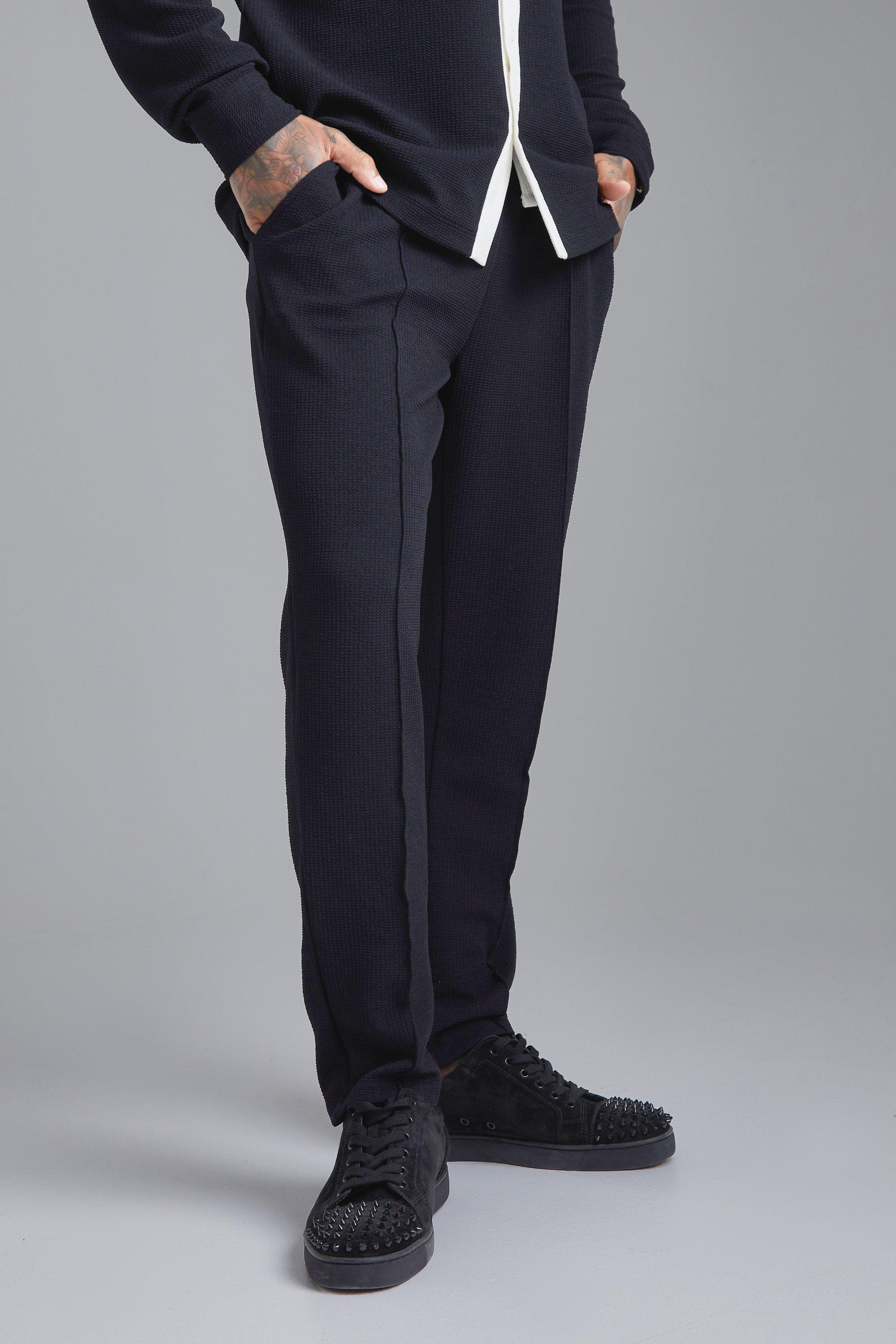 Black Elasticated Skinny Jersey Textured Trouser