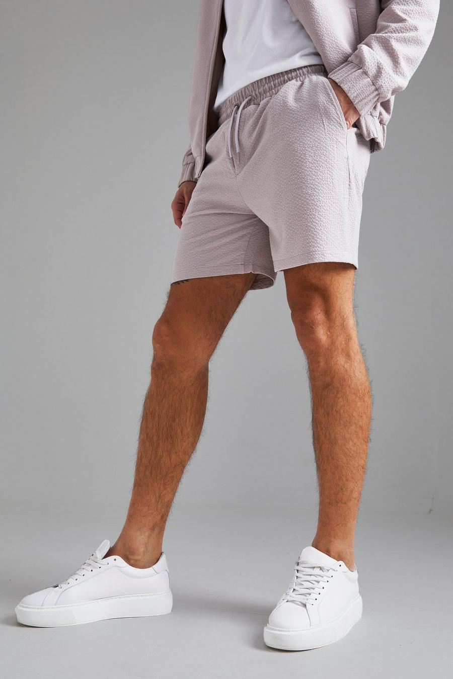 Beige Seersucker Shorts