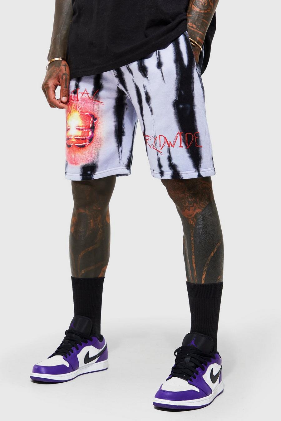 Black Loose Fit Official Graphic Tie Dye Short image number 1