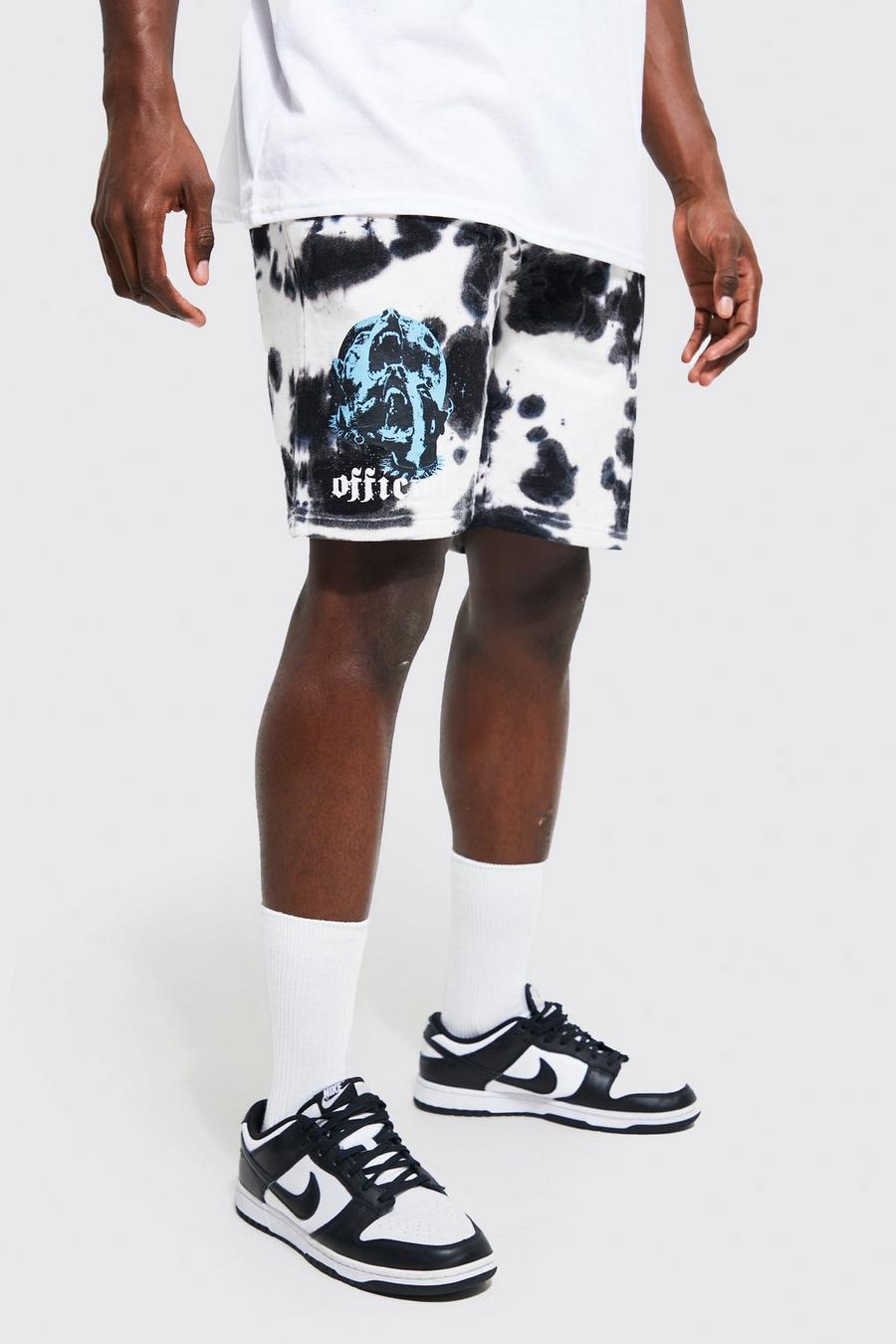 Black Oversized Official Dog Graphic Tie Dye Short