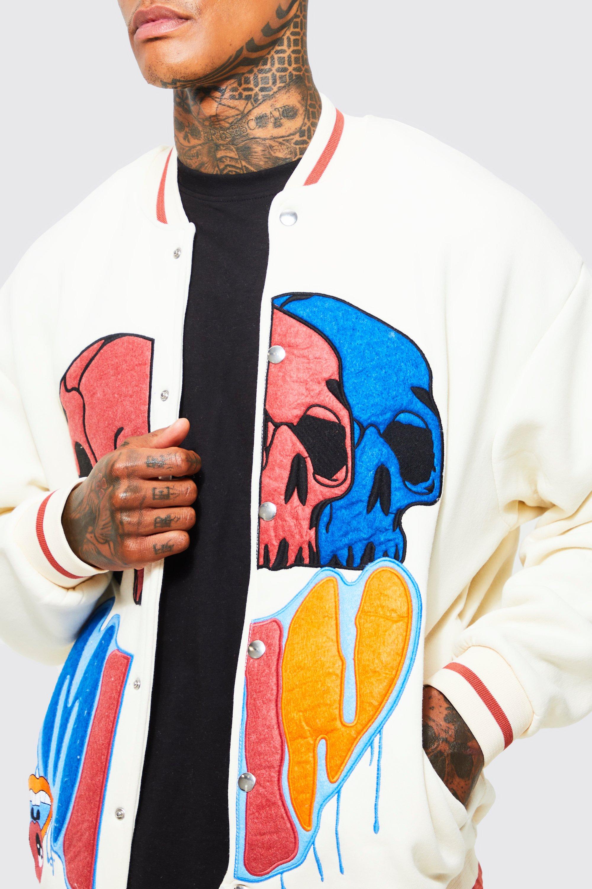 Jersey Varsity Bomber Jacket With Badges