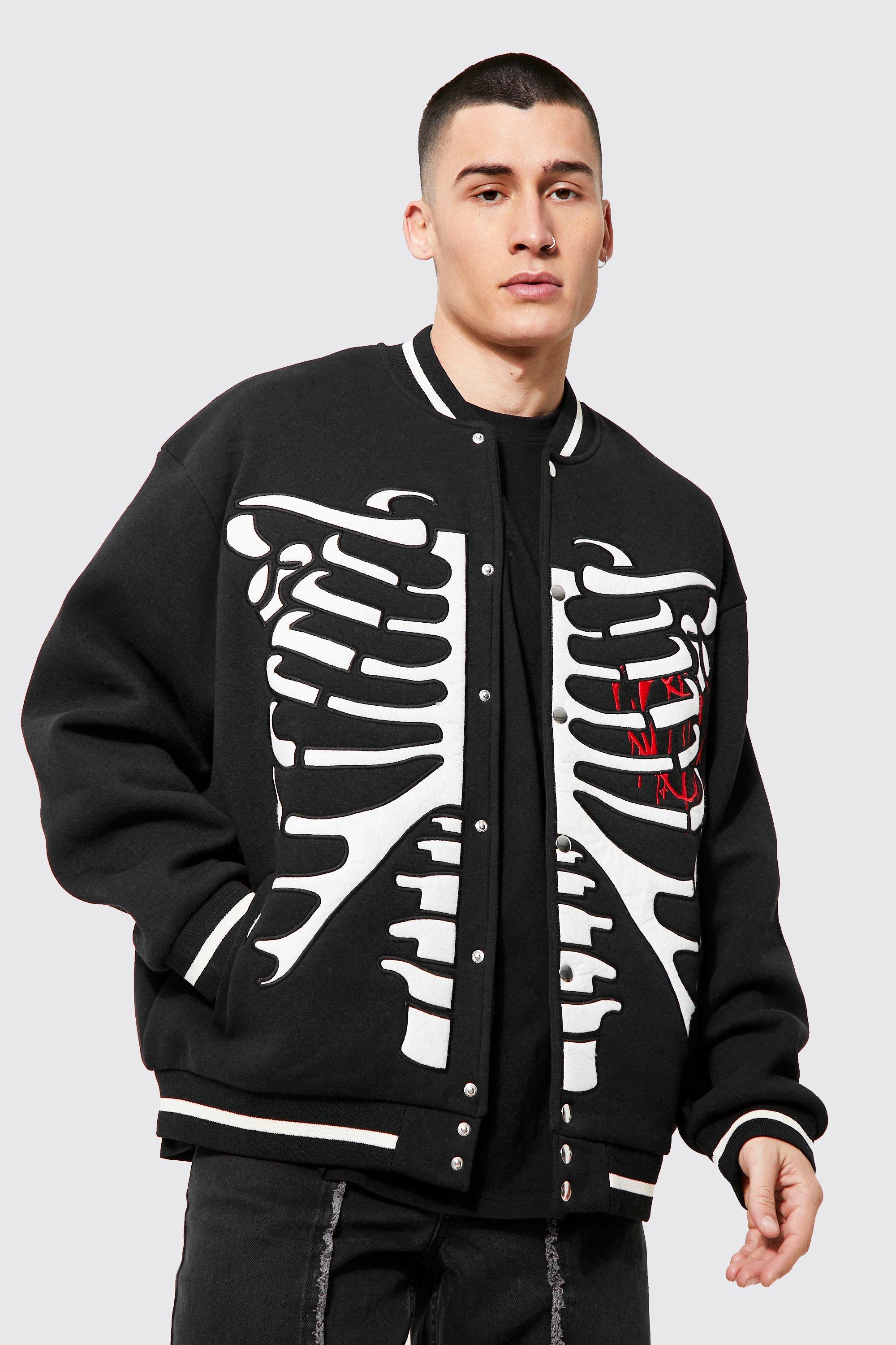 skeleton varsity jacket