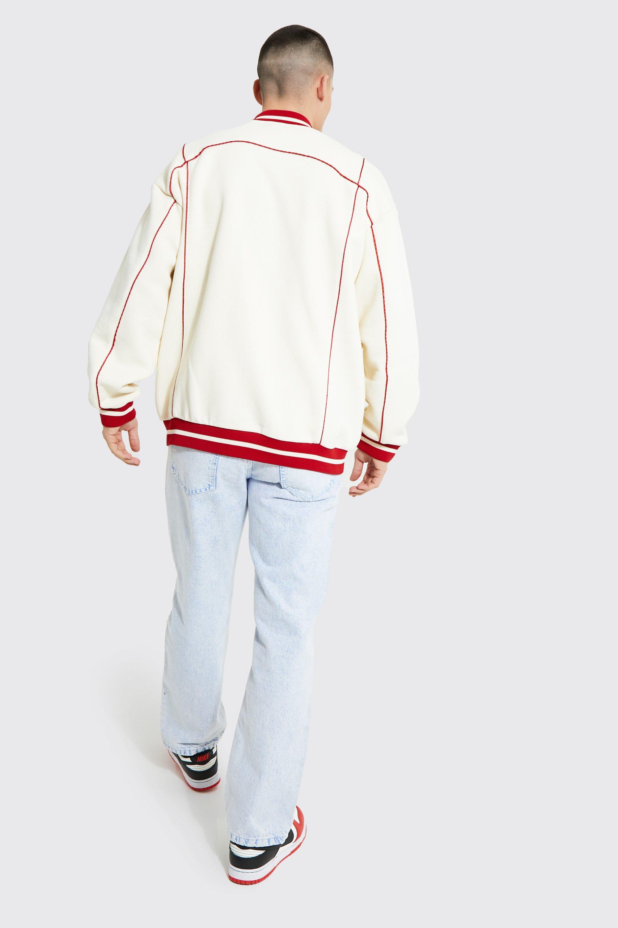 white jersey bomber jacket