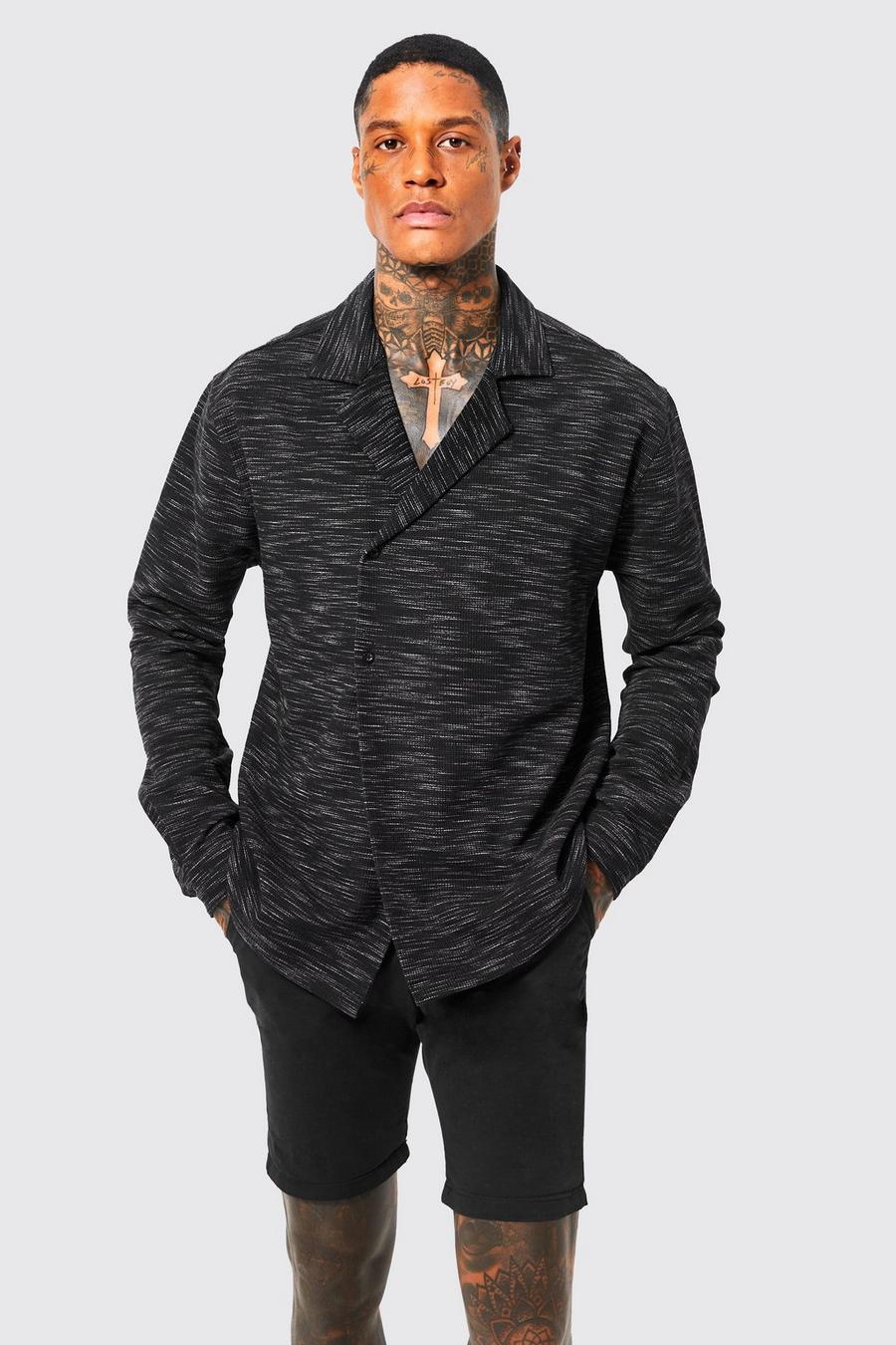 Black svart Långärmad skjorta med omlott