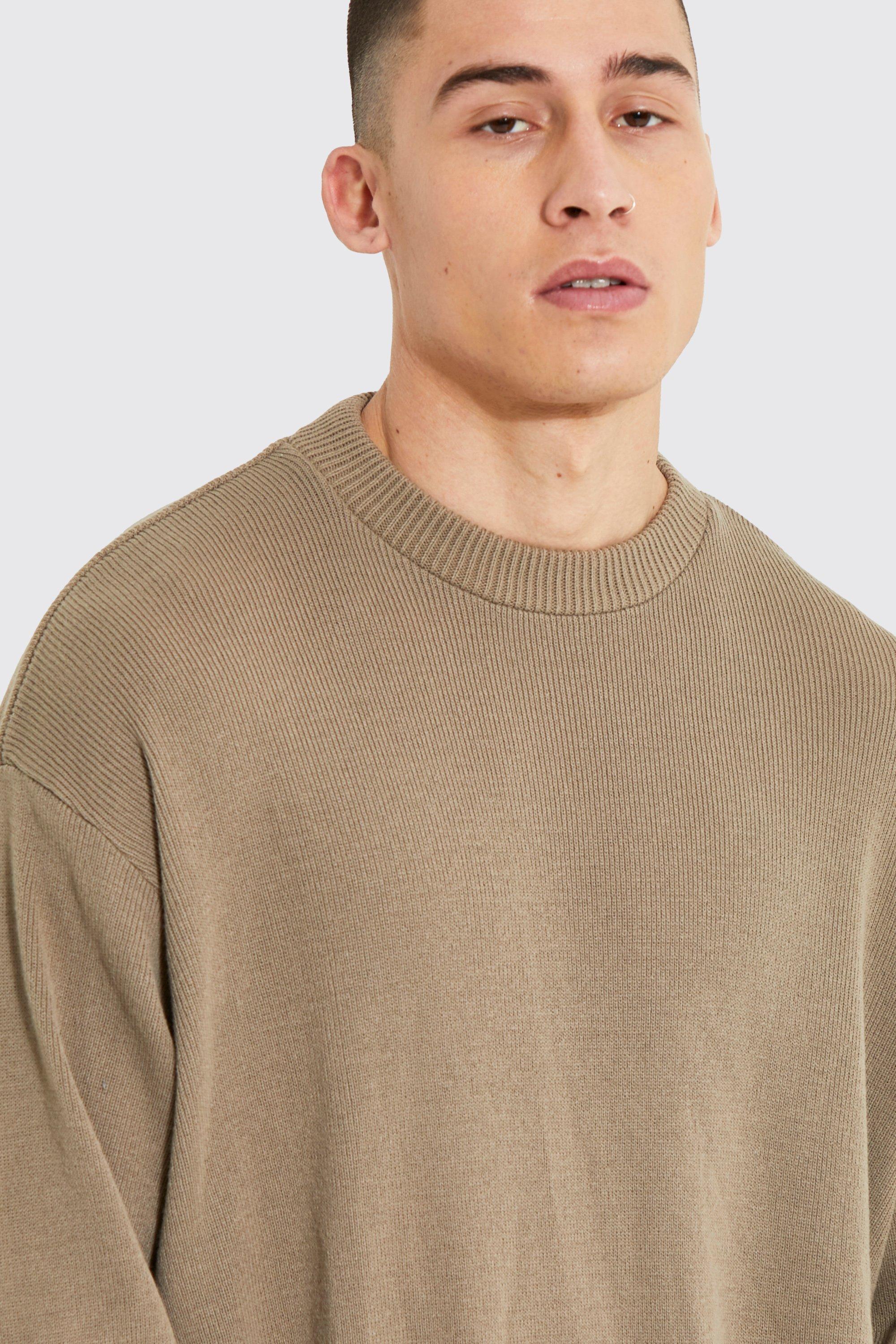 Oversized Crew Neck Knitted Sweater | boohoo USA