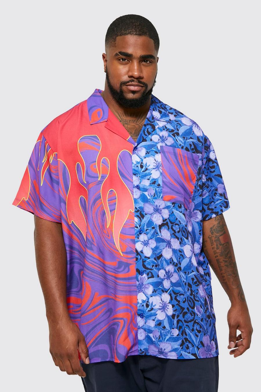 Multi Plus - Kortärmad blommig skjorta med bowlingkrage image number 1