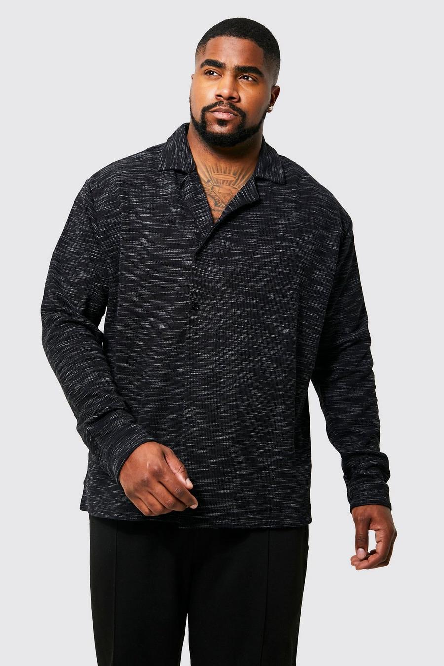 Black Plus - Långärmad skjorta med omlott och struktur image number 1