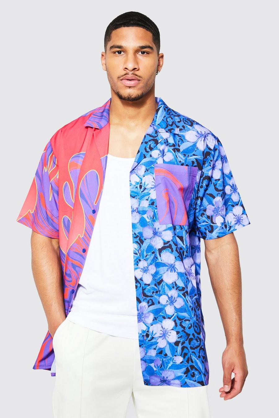 Multi Tall Short Sleeve Revere Floral Shirt image number 1