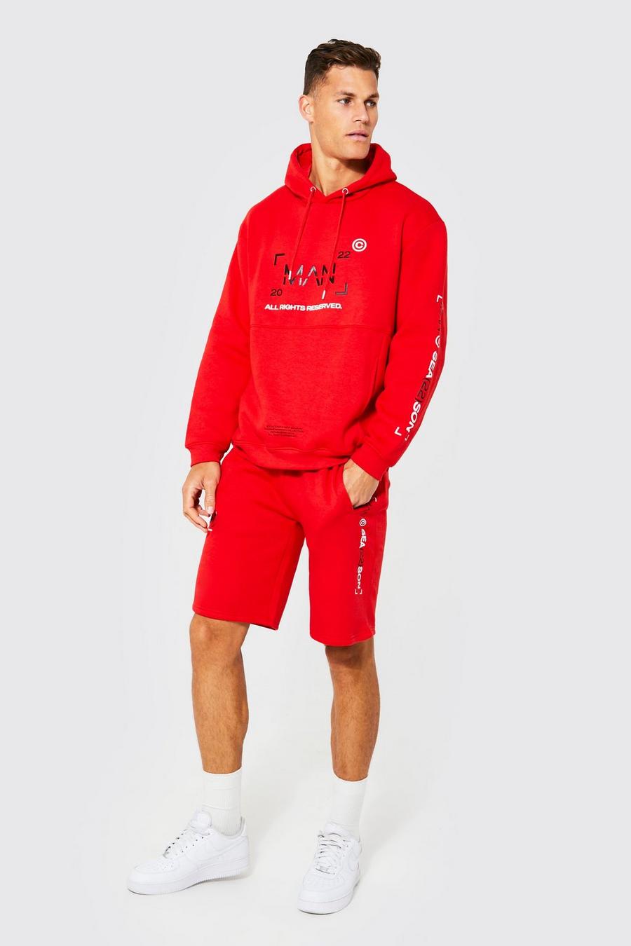 Chándal Tall MAN de pantalón corto y sudadera con capucha, Red image number 1