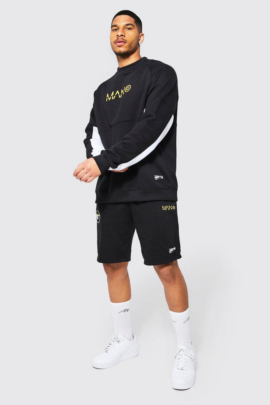 Black Tall Extended Neck Sweater Short Tracksuit image number 1