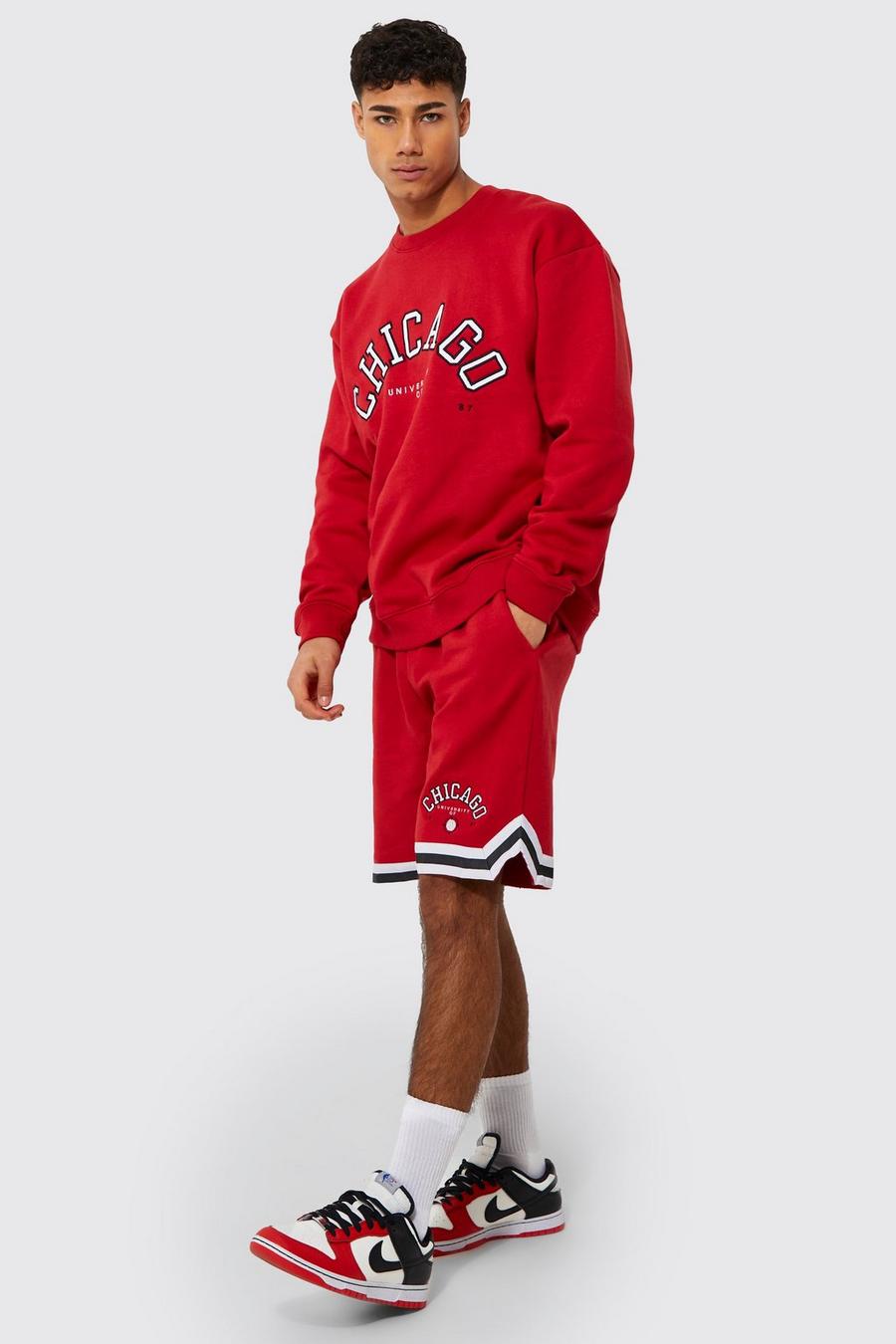 Red rot Oversized Chicago Tape Short Tracksuit image number 1