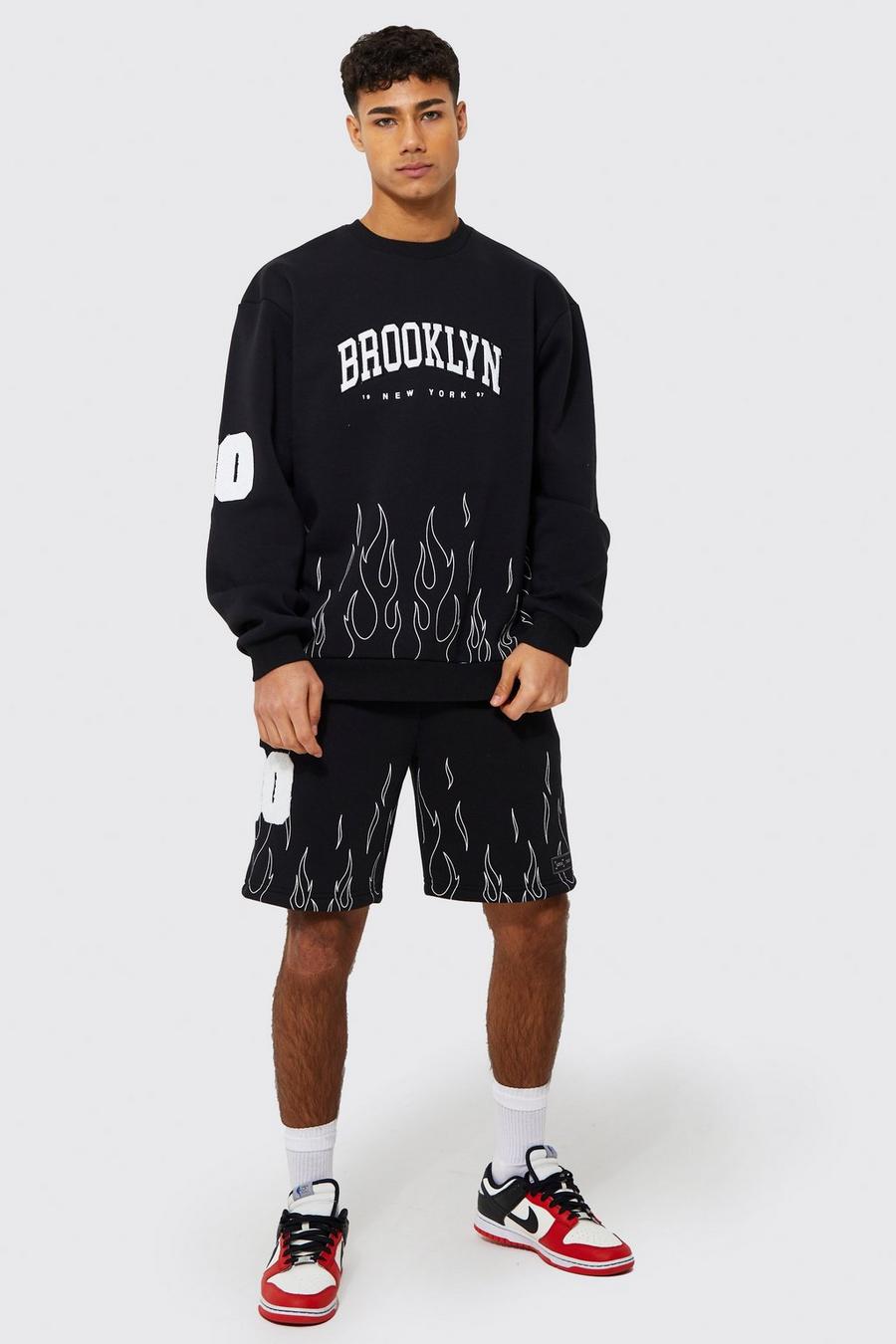 Black Brooklyn Oversize träningsoverall med shorts image number 1