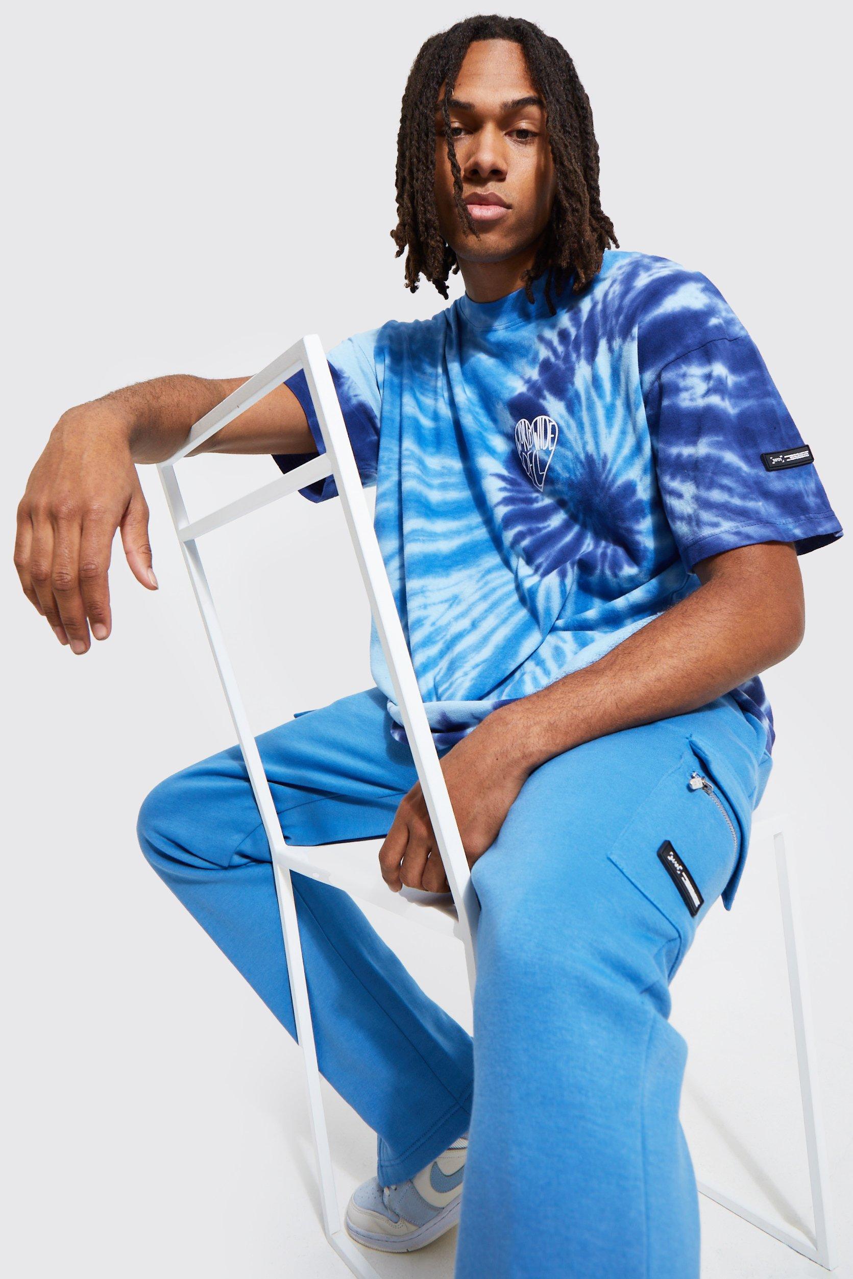 Blue tie dye jogger set sale