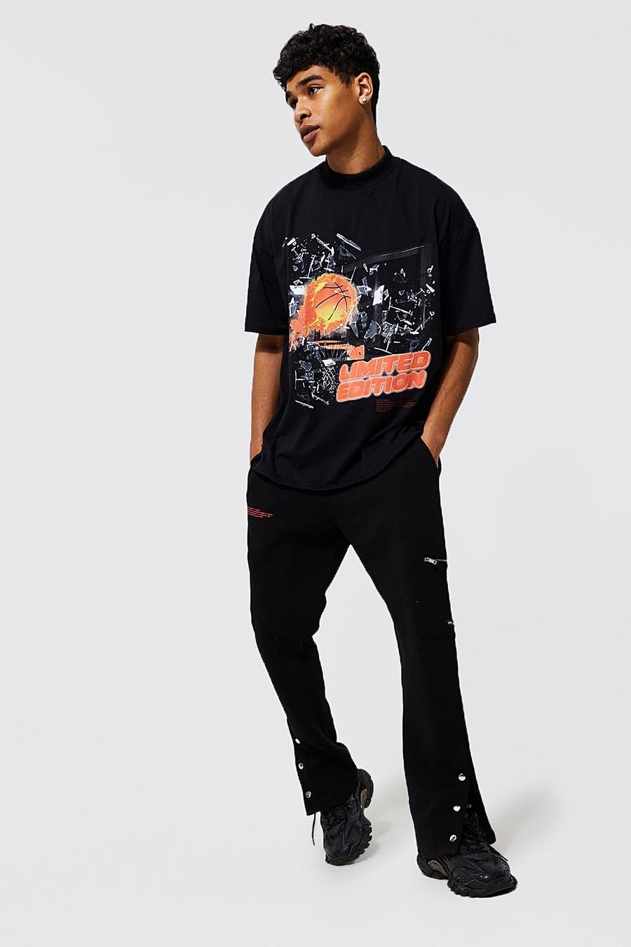 Black noir Oversized Basketball T-shirt & Cargo Jogger
