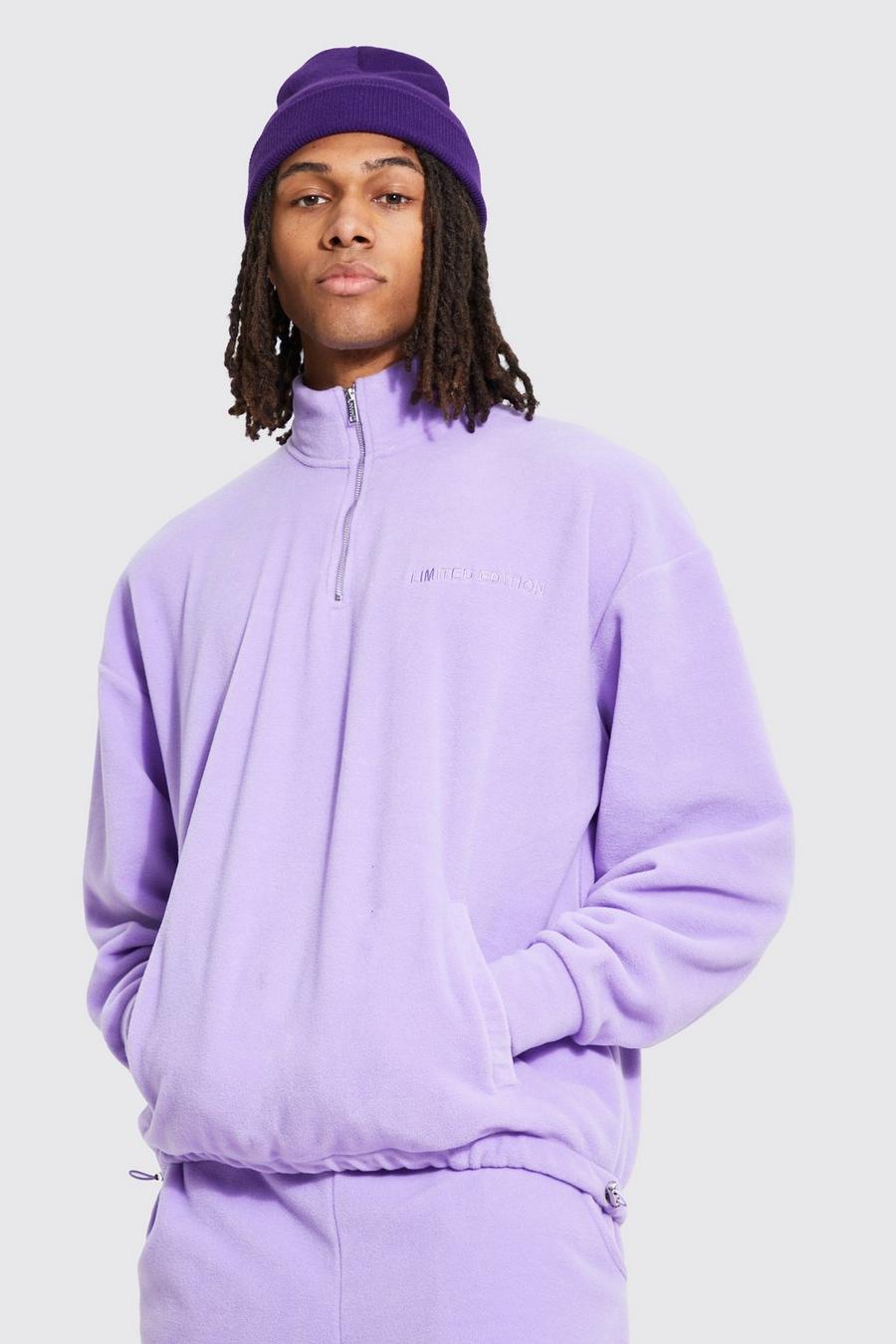 Fleece Sweatshirt mit Reißverschluss, Lilac image number 1