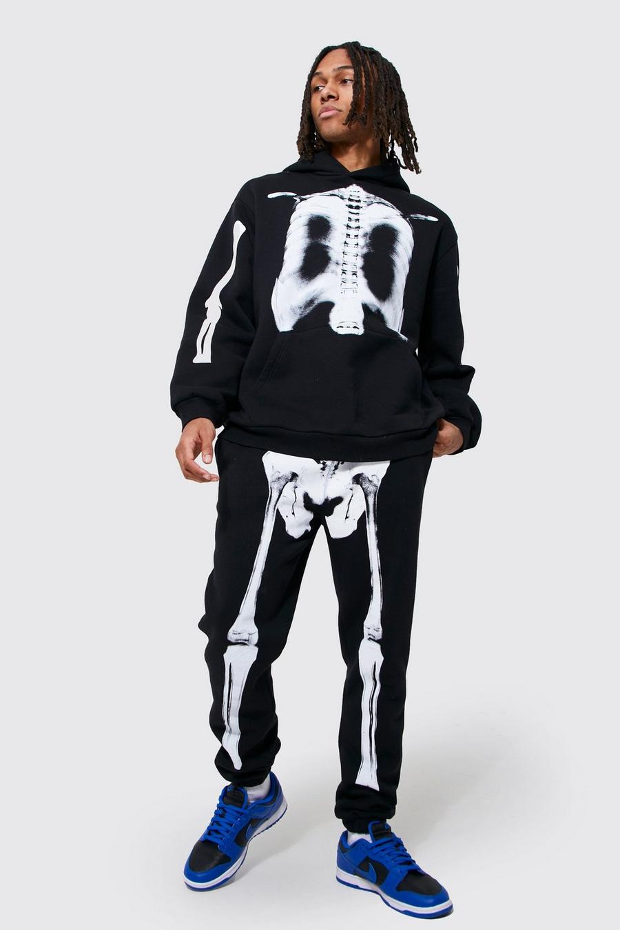 Black Oversized X-ray Print Hooded Tracksuit image number 1
