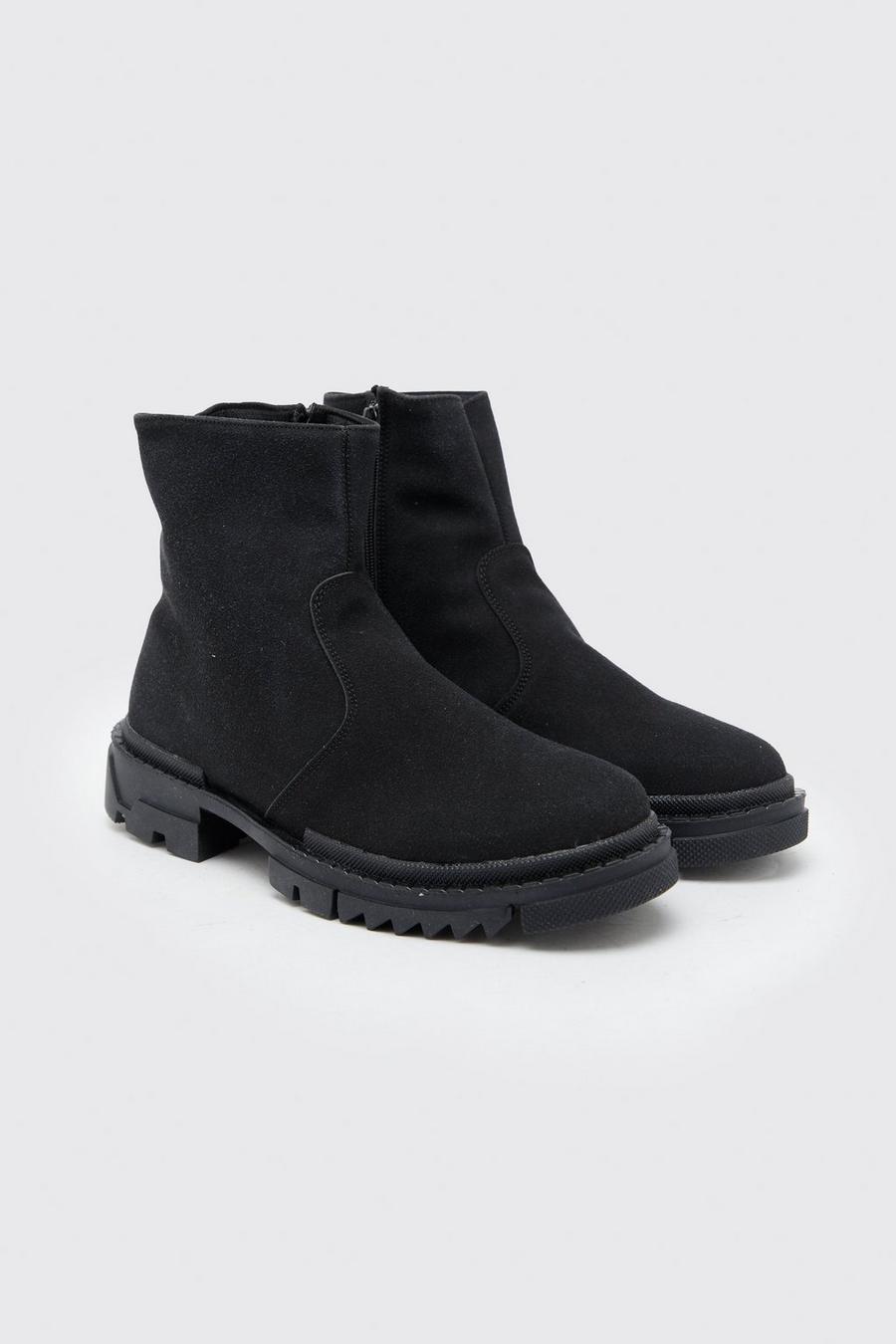 Black Faux Suede Zip Boot image number 1