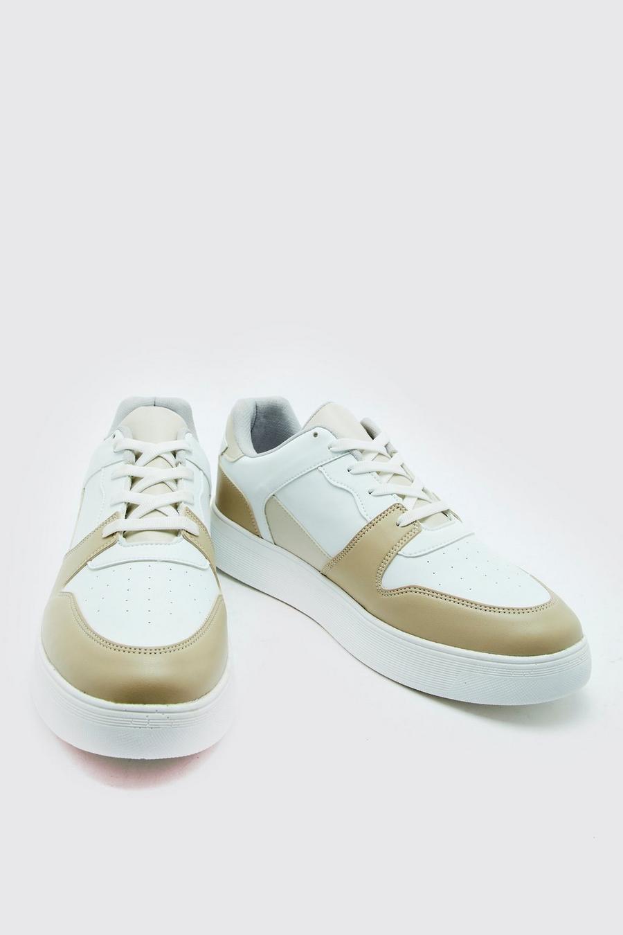 Ecru white Sneakers med kontrastpaneler