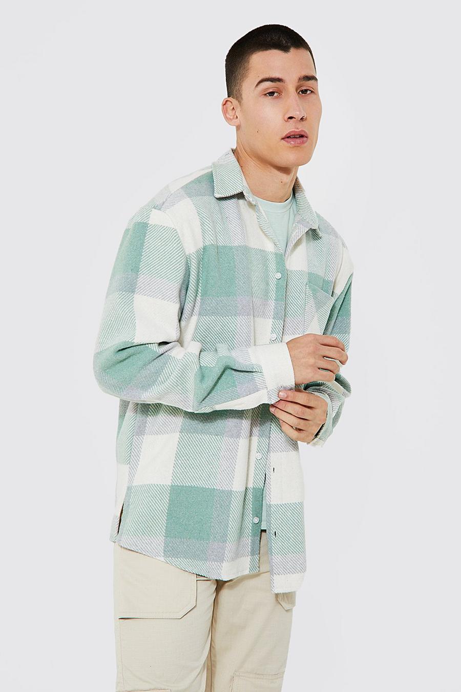 Sage Heavyweight Oversized Check Overshirt image number 1