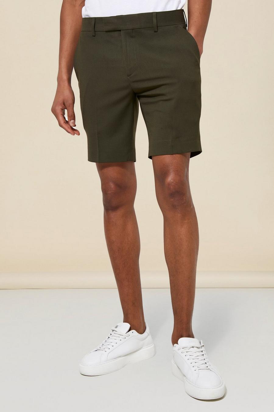 Green Boohoo Denim Skinny Back Cargo Pocket Tailored Shorts in Forest Womens Clothing Shorts Cargo shorts 