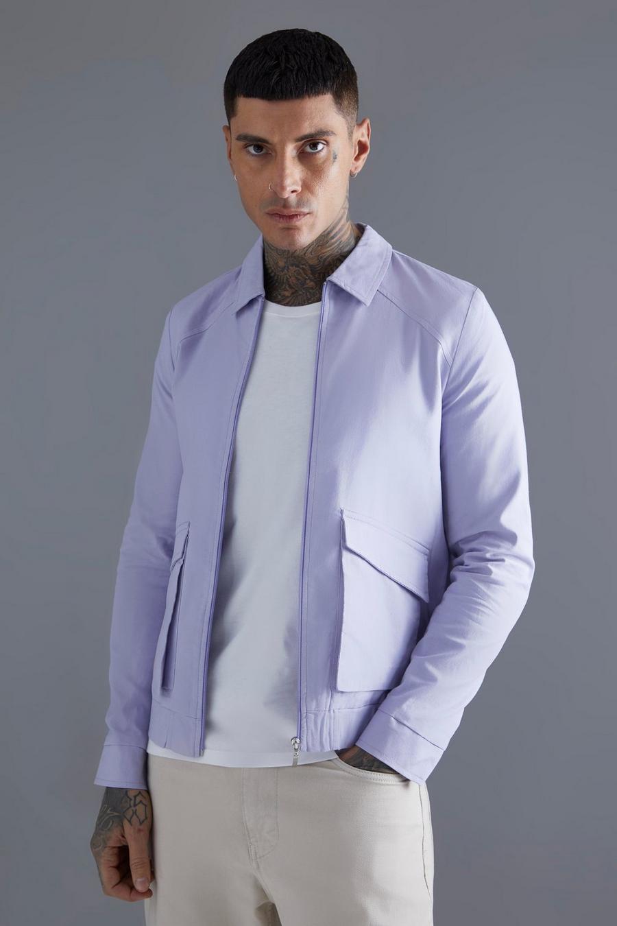 Smarte Harrington-Jacke aus Leinen mit 3D-Taschen, Lilac image number 1