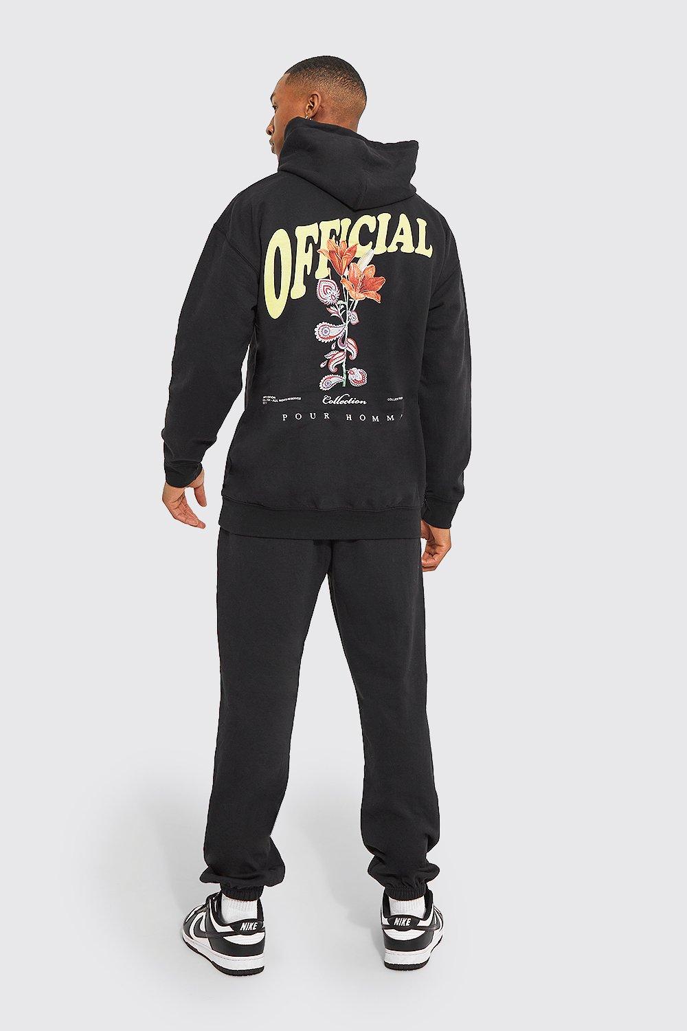 Ensemble de survetement sweat a capuche oversize et jogging a imprime fleuri