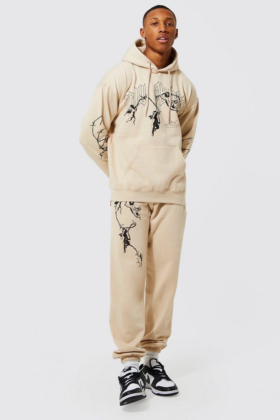 Sand beige Oversized Recycled Season Hooded Tracksuit