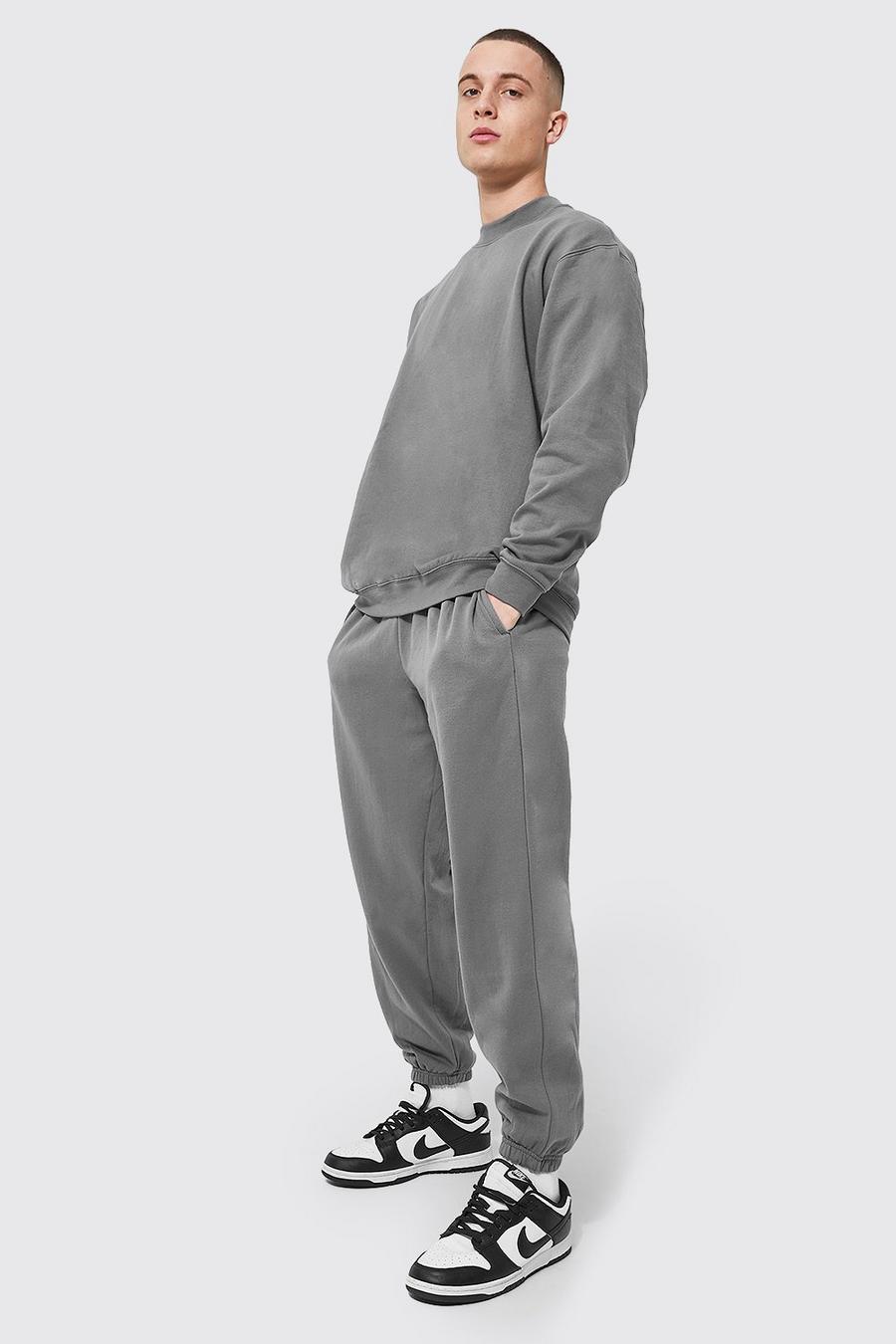 Charcoal grey Oversized Recycled Sweatshirt Tracksuit
