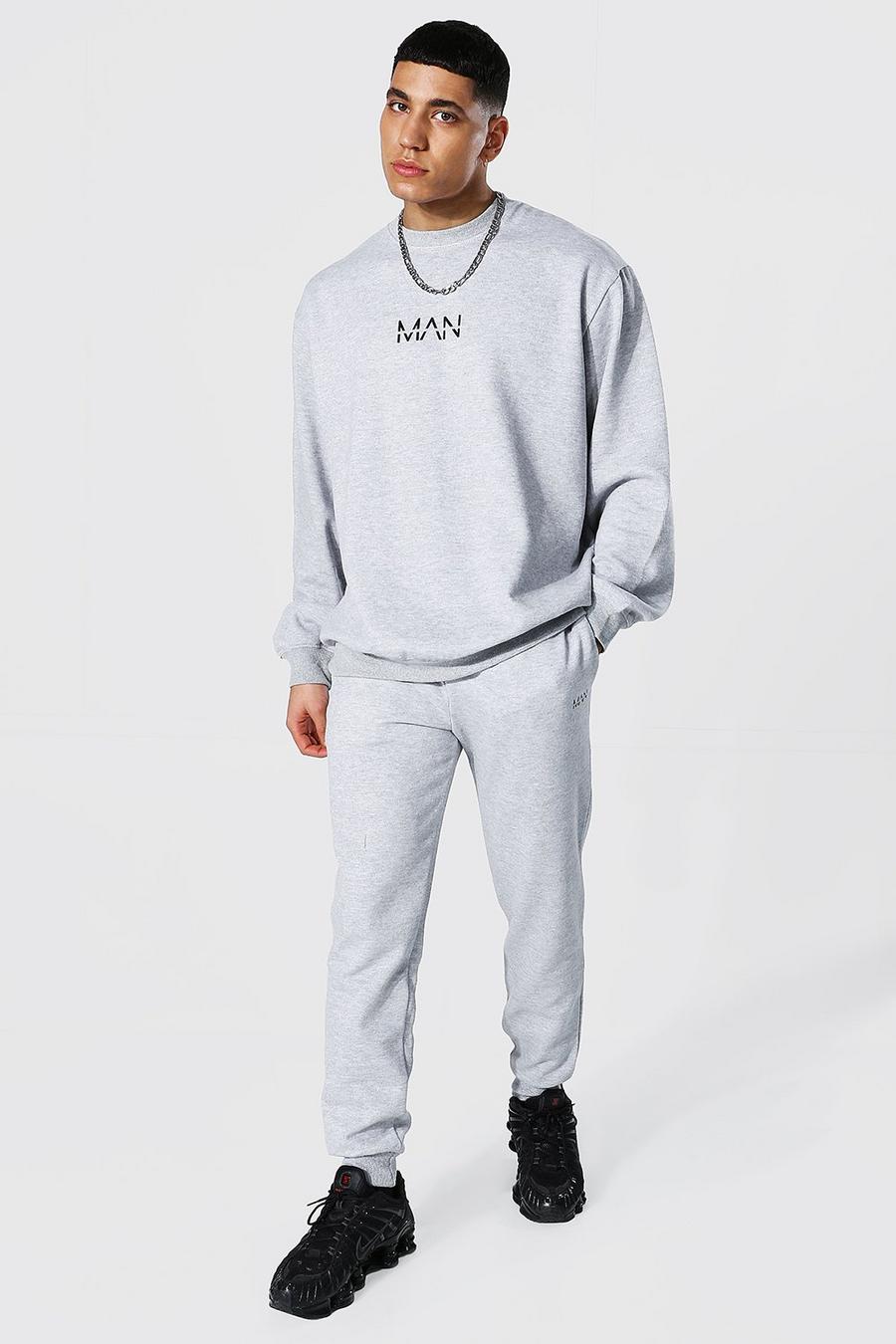Grey marl grå Original MAN Oversize träningsoverall med sweatshirt image number 1