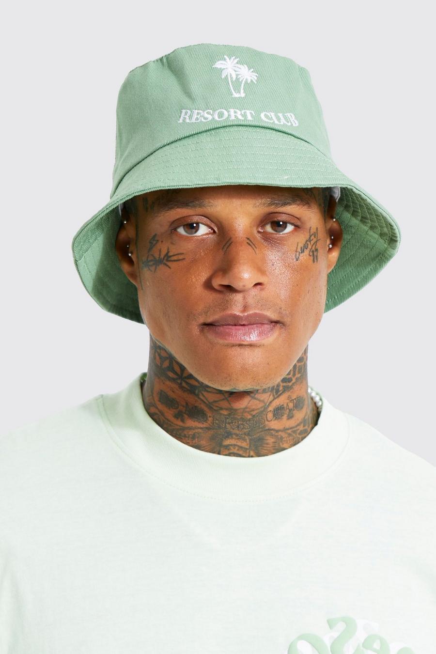 Green Embroidered Bucket Hat