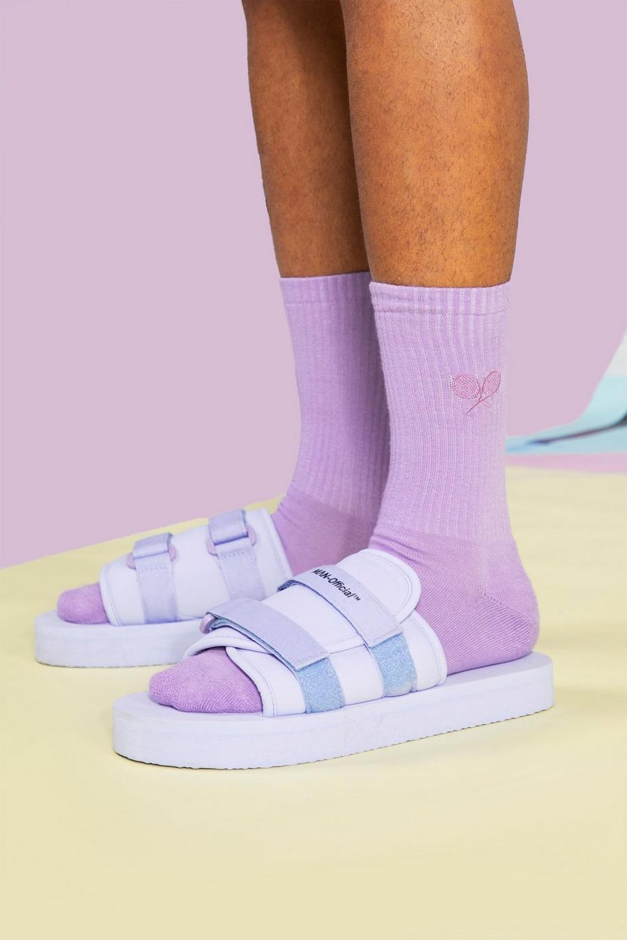 Lilac purple Sport Club Embroidered Sport Sock