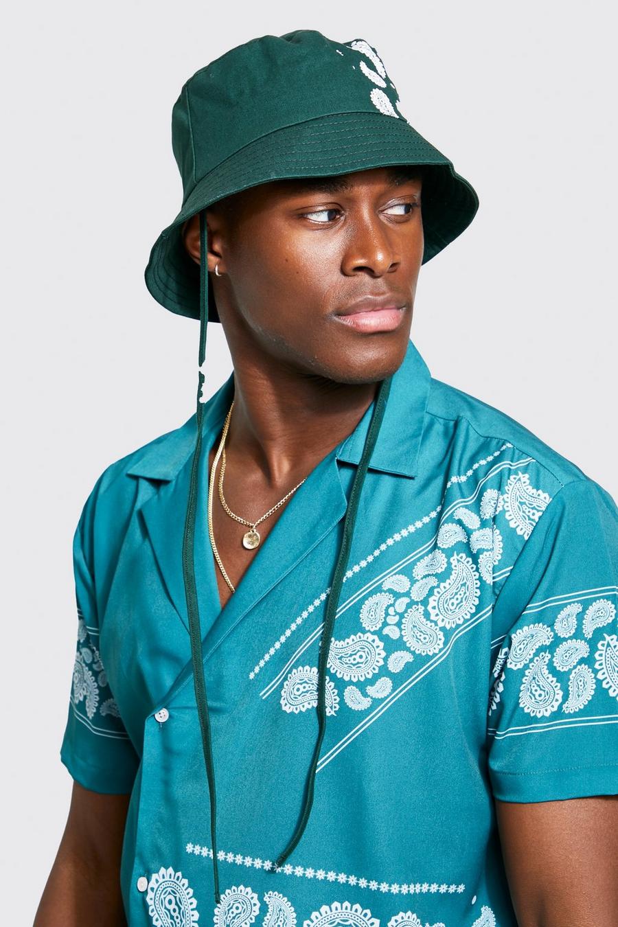 Green Large Scale Paisley Printed Bucket Hat  image number 1