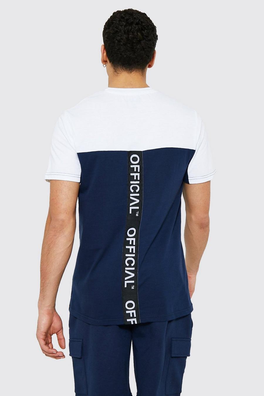 Navy Official Gestreept Colour Block T-Shirt image number 1