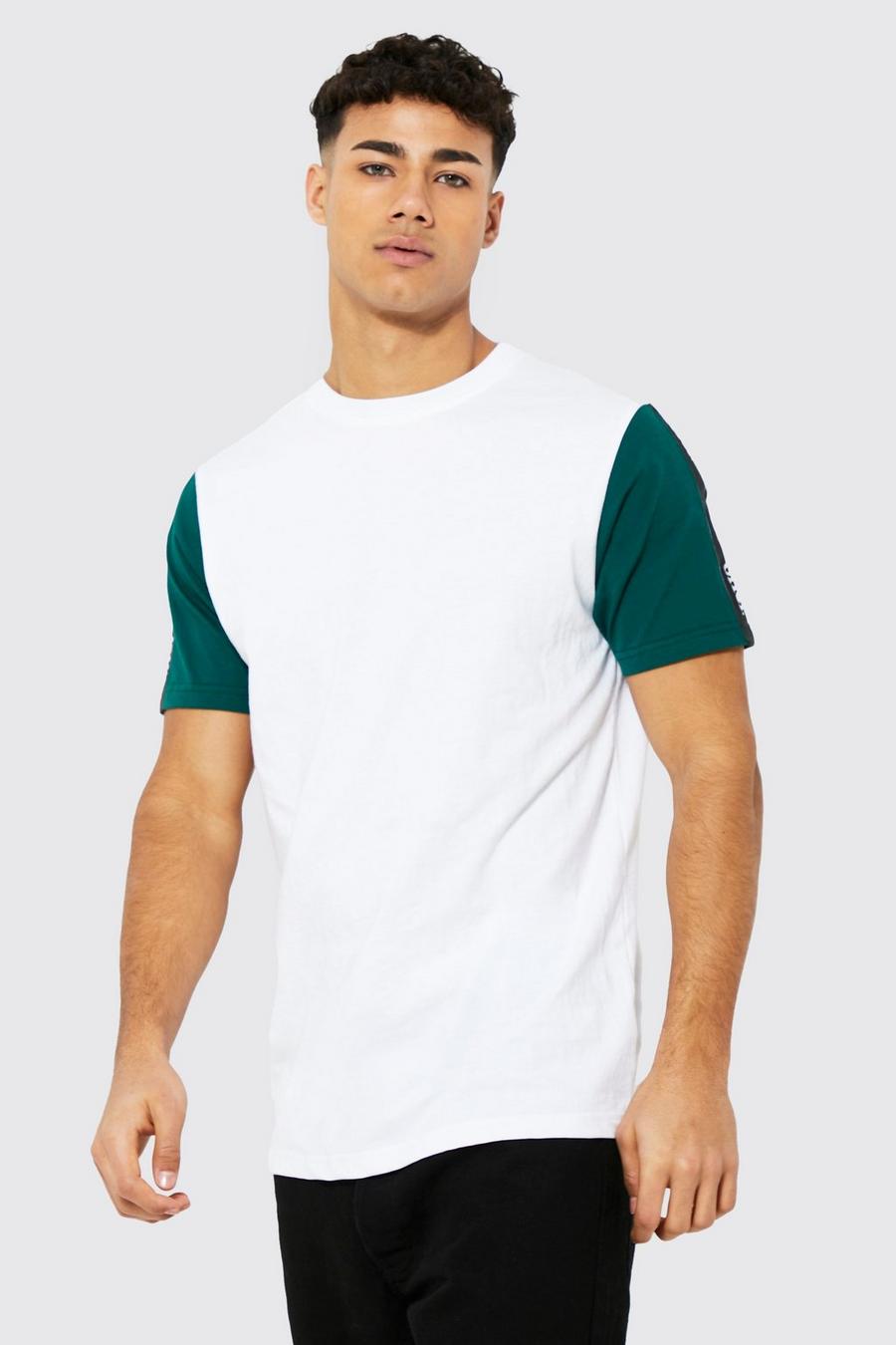 T-shirt con maniche a contrasto e striscia con logo Offcl, Green image number 1
