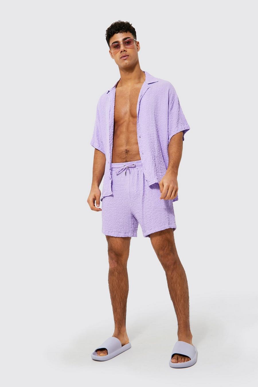 Lilac Boxy Extreme Crinkle Shirt And Short image number 1