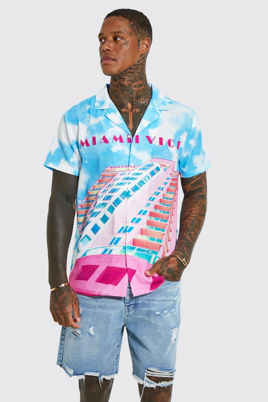 Pink Gelicenseerd Miami Vice Overhemd Met Revers Kraag
