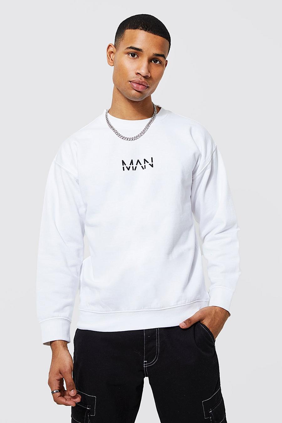 White Original MAN Sweatshirt med rund hals image number 1