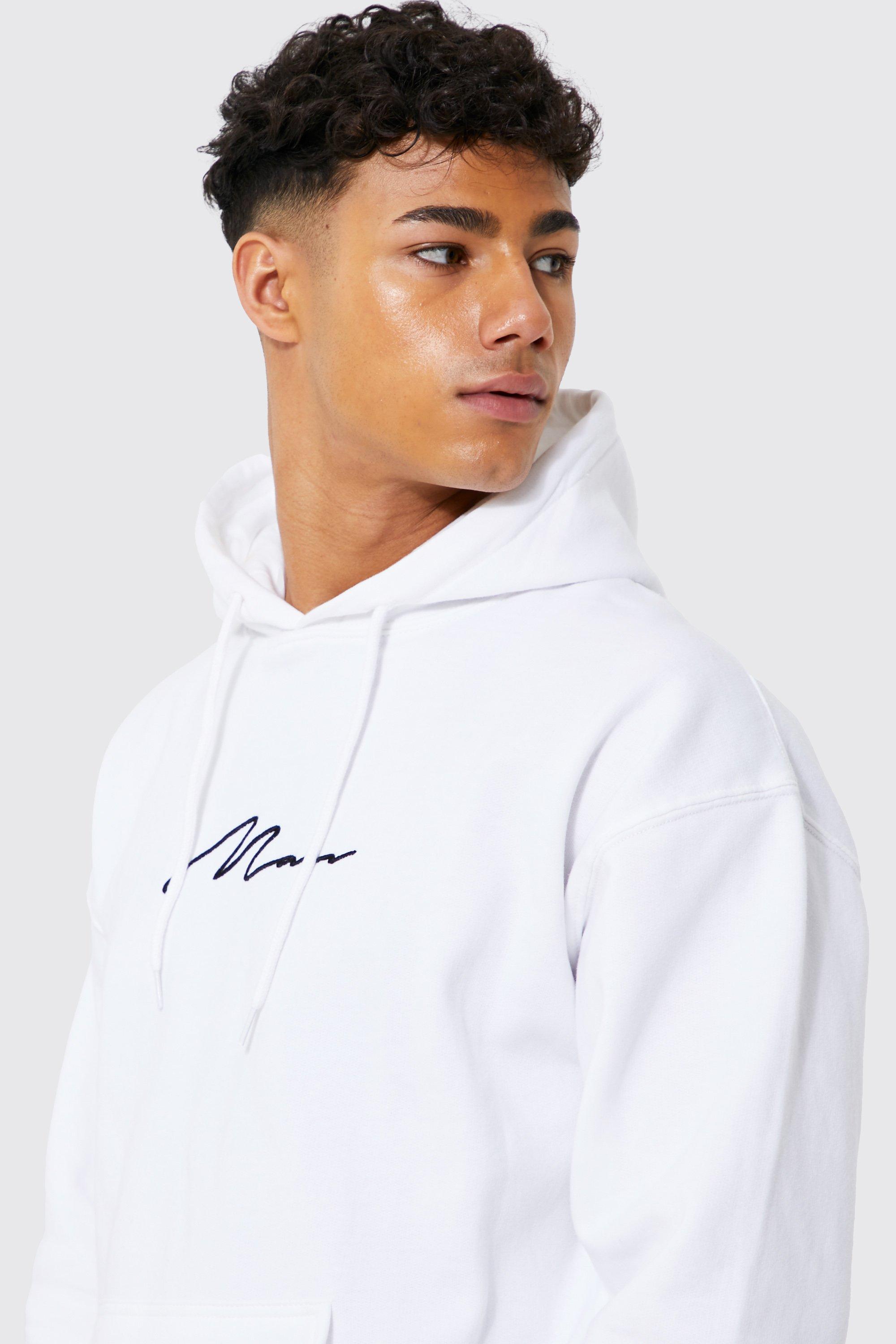 Man Signature Over The Head Hoodie boohoo