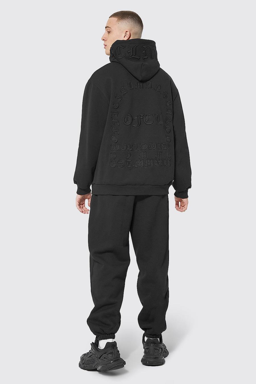 Black Oversized Ofcl Man 3d Embroidery Tracksuit image number 1