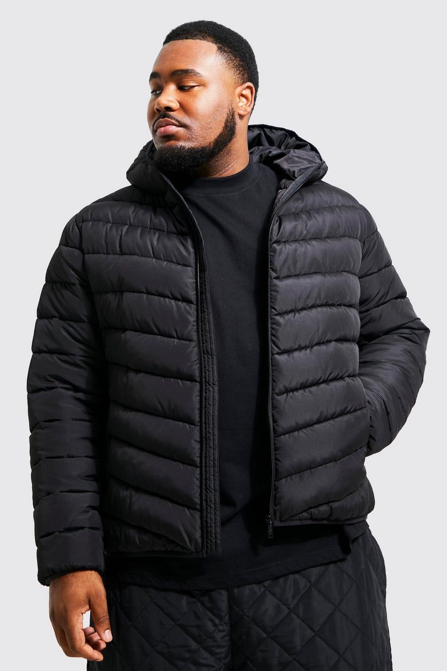 Black schwarz Plus Quilted Zip Through Jacket