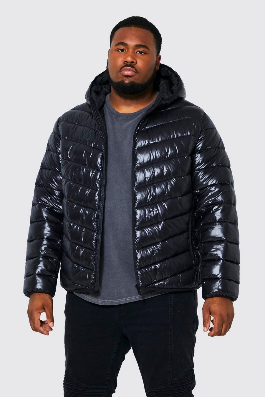 boohoo Men's Plus Size Tapestry Hooded Puffer Jacket